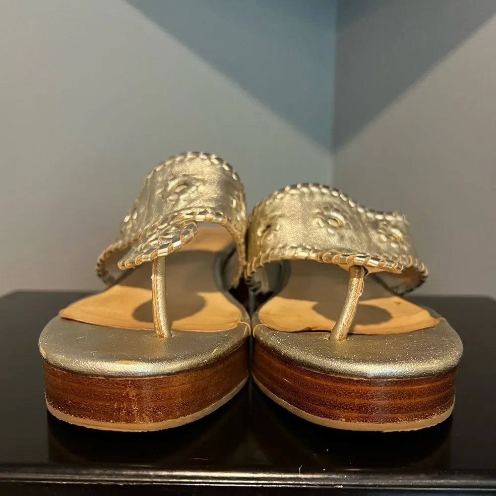 Jack Rogers Stacked Mid Wedge Platinum Platforms